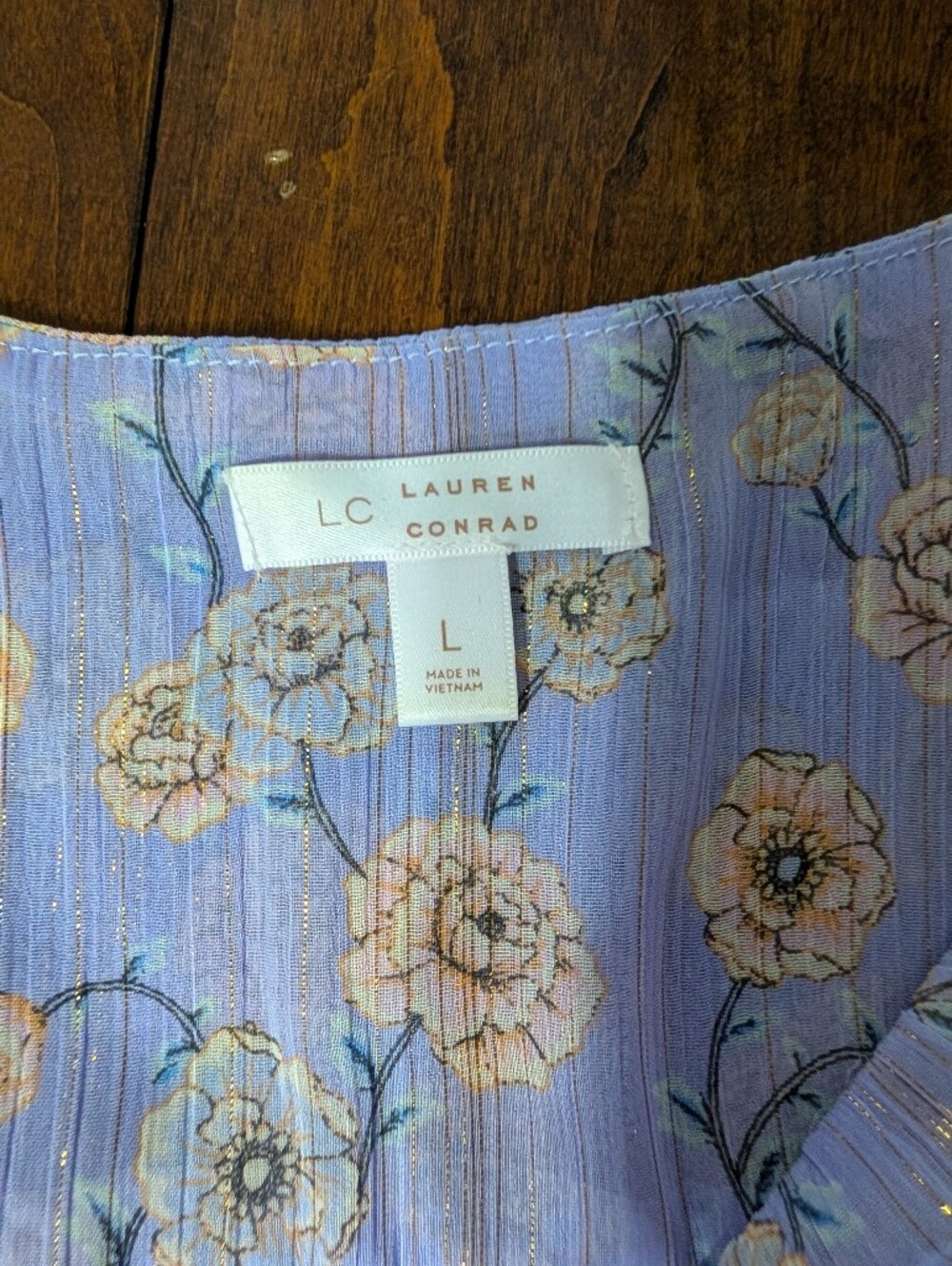 Lauren Conrad Lilac Green And Gold Dress Size L - Picture 6 of 8